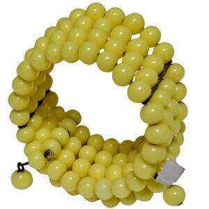 1930’s Yellow Unsigned Miriam Haskell Yellow Glass Memory Wire Cuff Bracelet